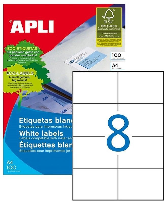Etiquetas ordenador 105 mm x 74 mm 100 hojas