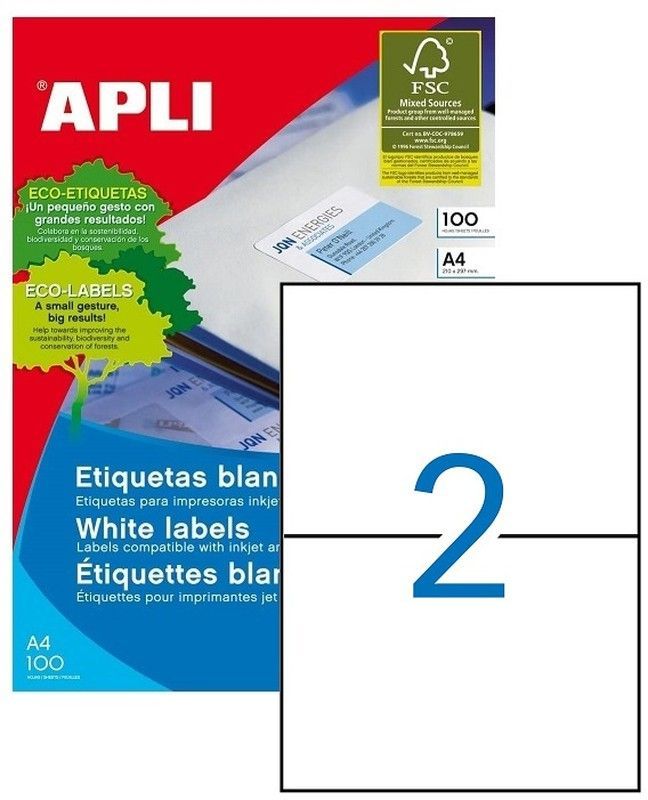 Etiquetas ordenador 210 mm x 148 mm 100 hojas