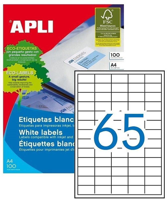 Etiquetas ordenador 38 mm x 21,2 mm 100 hojas