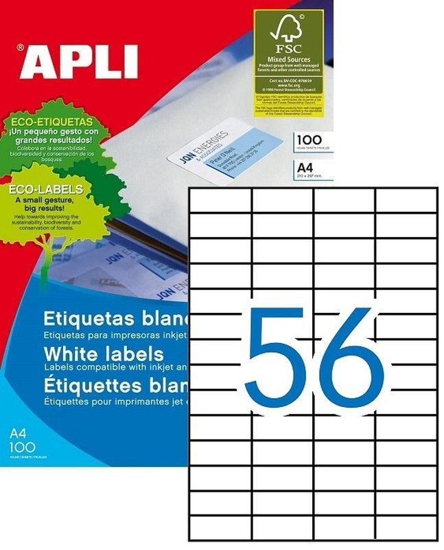 Etiquetas ordenador 52'5 mm x 21'2 mm 100 hojas