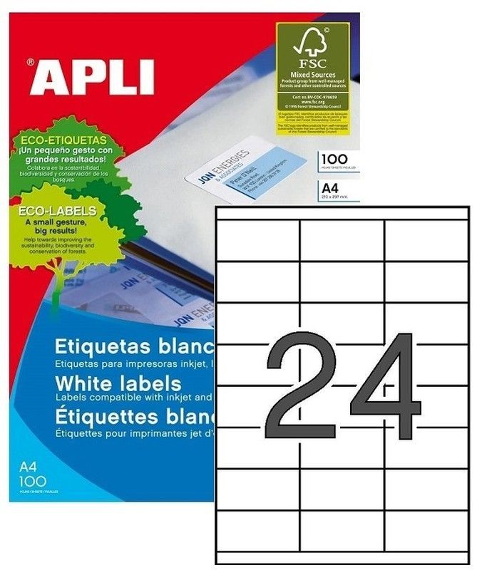 Etiquetas ordenador 70 mm x 35 mm 100 hojas