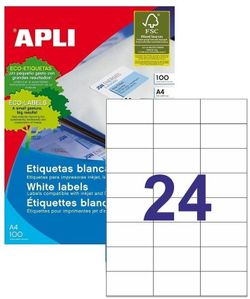Etiquetas ordenador 70 mm x 37 mm 100 hojas