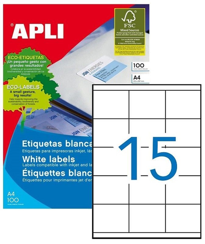 Etiquetas ordenador 70 mm x 50,8 mm 100 hojas