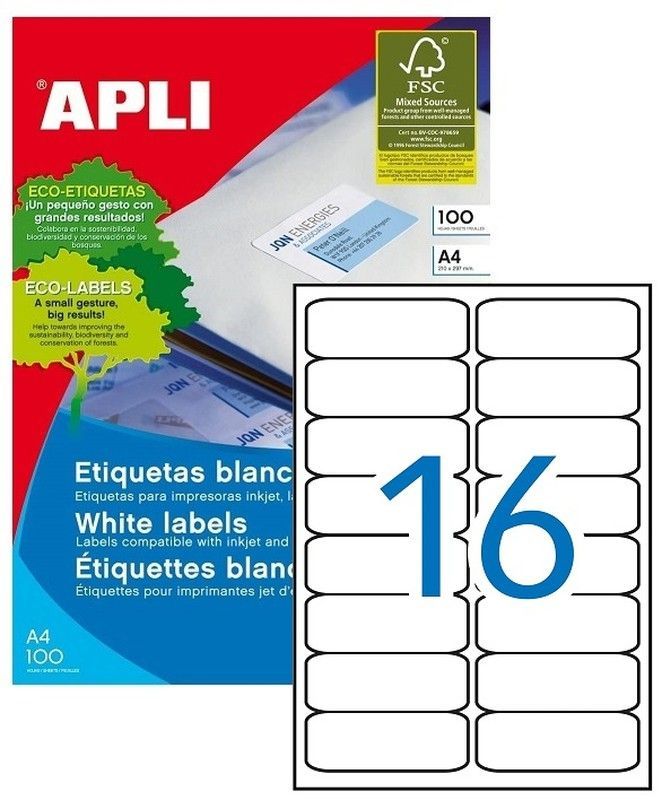 Etiquetas ordenador 99,1 mm x 34 mm 100 hojas