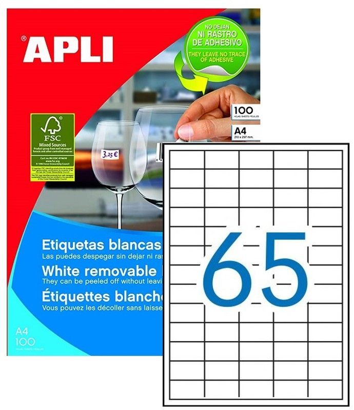 Etiquetas ordenador REMOVIBLES 38 mm x 21,2 mm 100 hojas