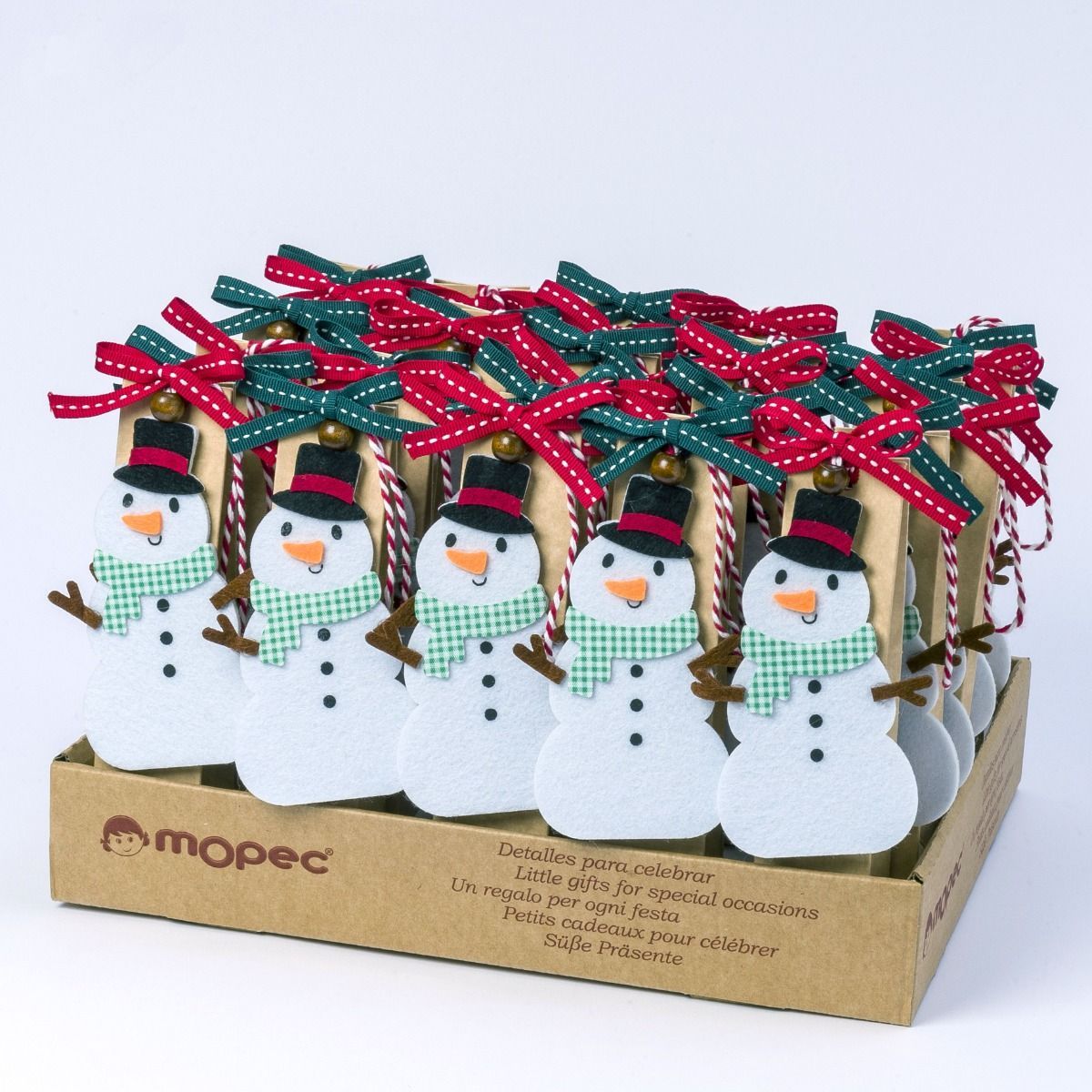 Expositor 36 estuches kraft colgante muñeco nieve 2bombones
