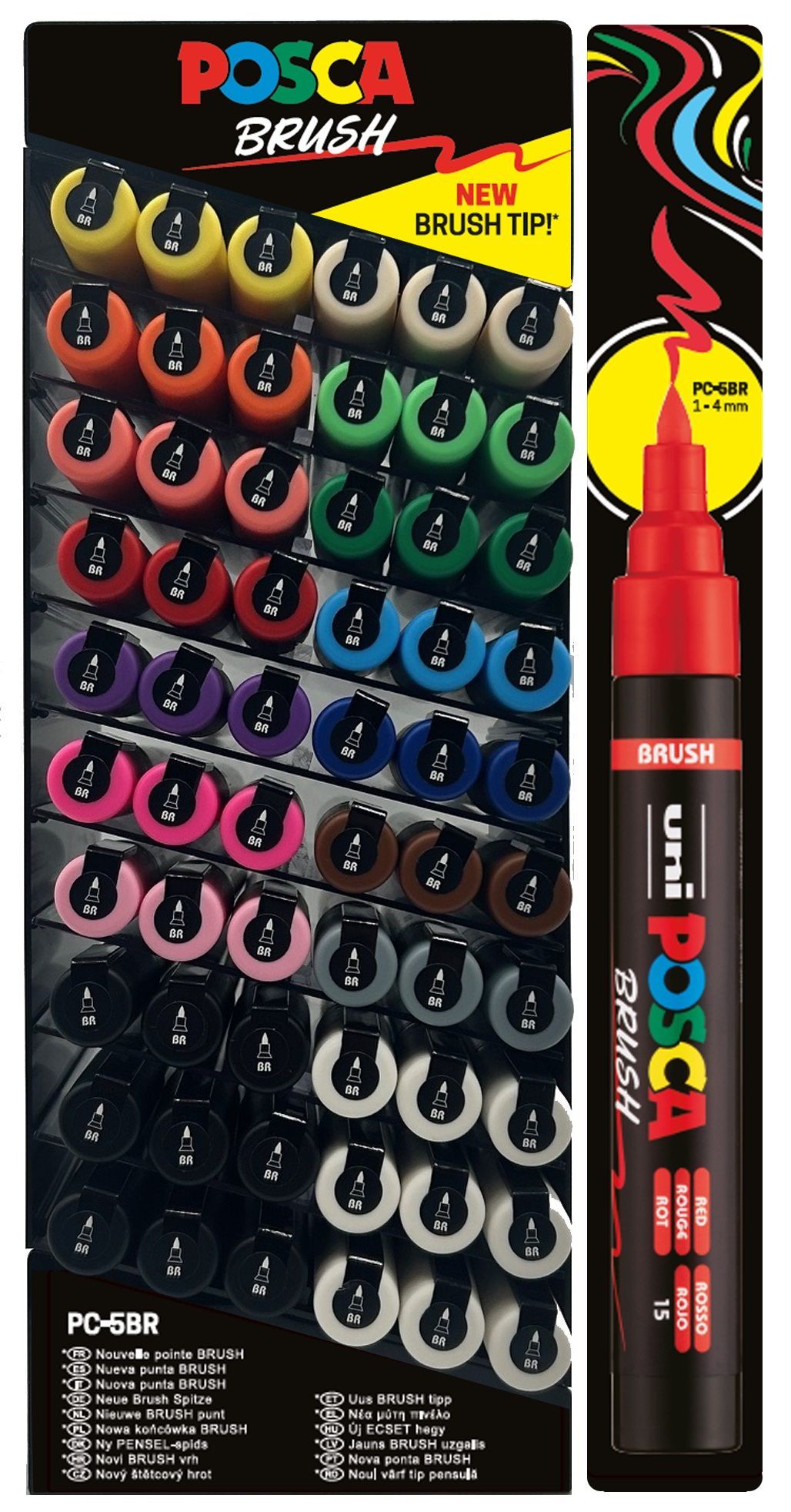 Expositor 60 Rotulador Punta Pincel Posca PC-5BR