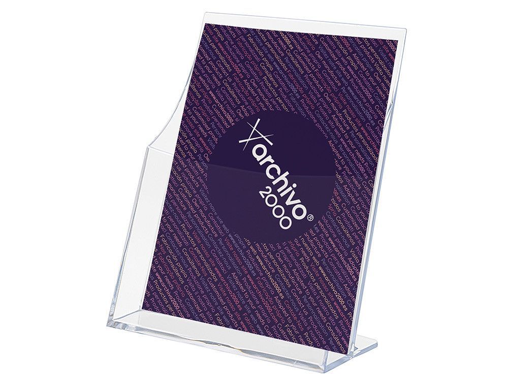 Expositor archivo 2000 premium portafolletos din a5 vertical cristal transparente 95x160x210mm