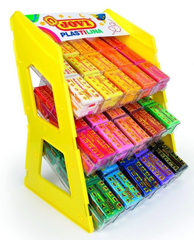 Expositor con 180 pastillas de plastilina jovi