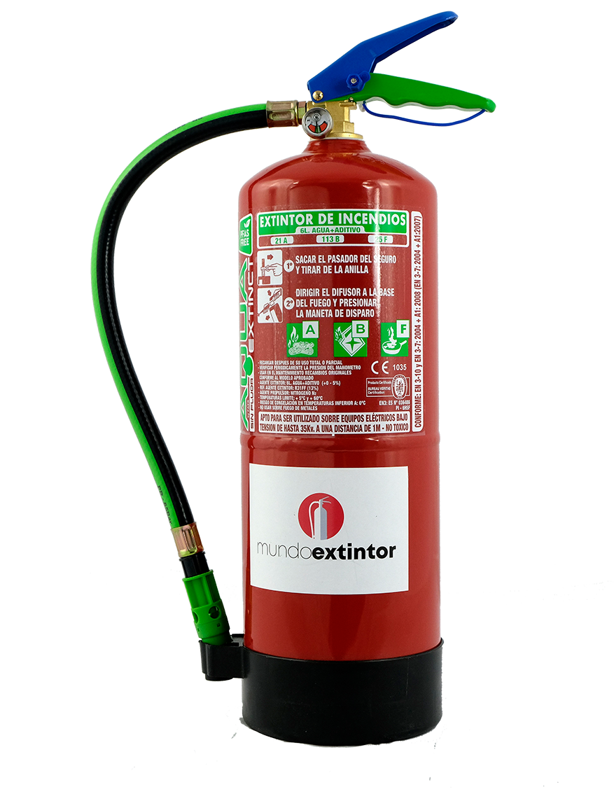 Extintor agua + aditivio AFFF 6L. SIN FLUOR+ECOLOGICO MADE IN SPAIN.