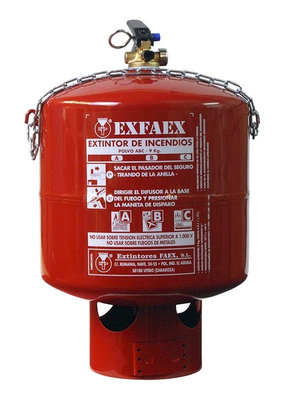 Extintor automático polvo ABC 9Kg. MADE IN SPAIN.