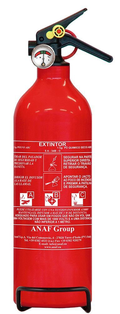 EXTINTOR EMERGENCIA 1 Kgr CON POLVO Y MANOMETRO CERTIFICADO SEGÚN NORMATIVA EN3