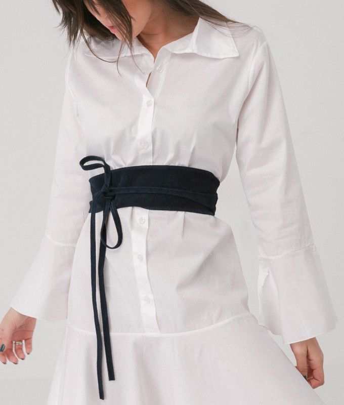 Fajín De Piel De Ante Para Mujer Azul Marino