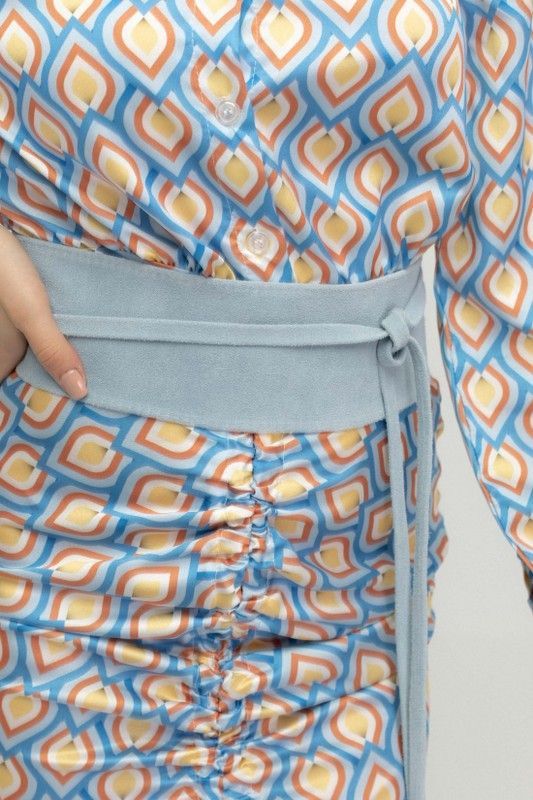 Fajín De Piel De Ante Para Mujer Celeste