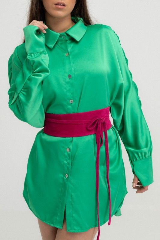 Fajín De Piel De Ante Para Mujer Fucsia