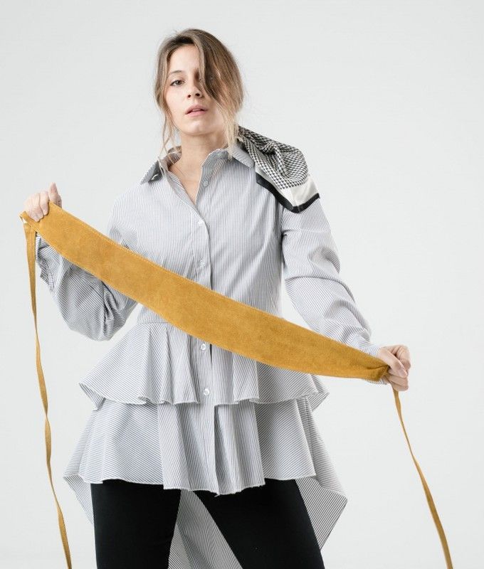 Fajín De Piel De Ante Para Mujer Mostaza