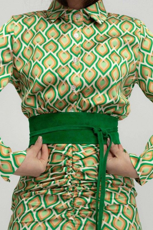 Fajín Sanem De Piel De Ante Para Mujer Verde