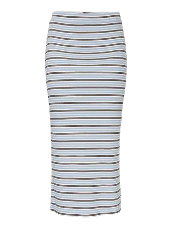 Falda canalé de rayas bicolor Pieces Cashmere Blue