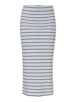 Falda canalé de rayas bicolor Pieces Cashmere Blue