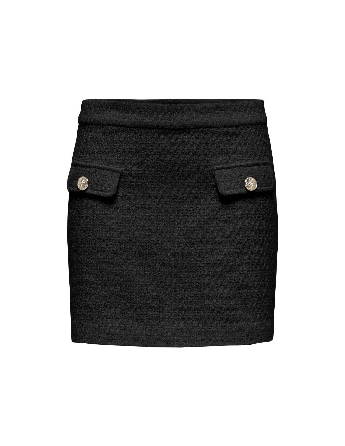 Falda corta con bolsillos con botones dorados Only Black