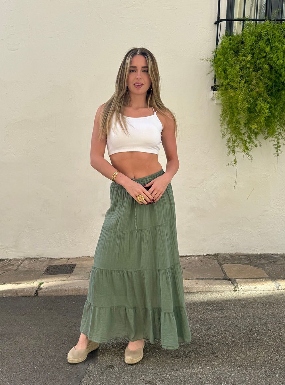 Falda larga Llafranc kaki