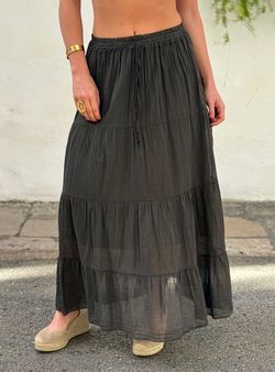 Falda larga Llafranc marrón chocolate