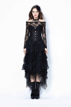 Falda larga red y encaje