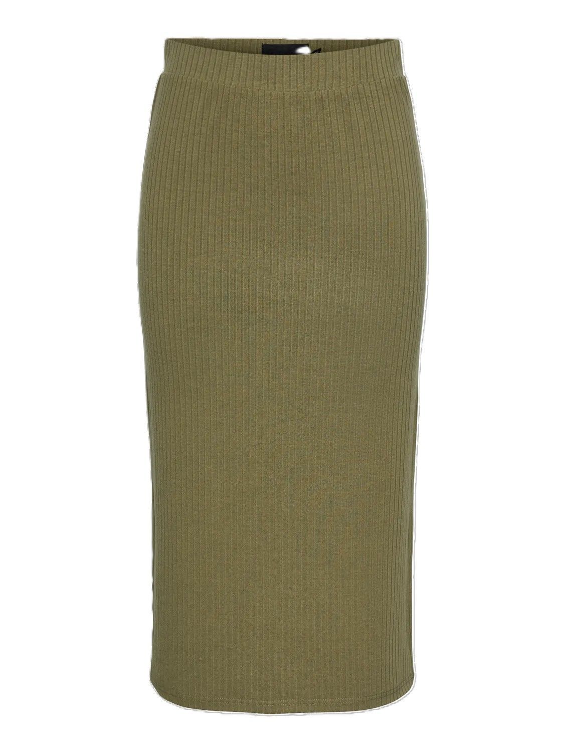 Falda midi canalé Pieces Deep Lichen