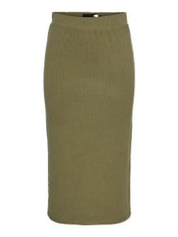 Falda midi canalé Pieces Deep Lichen
