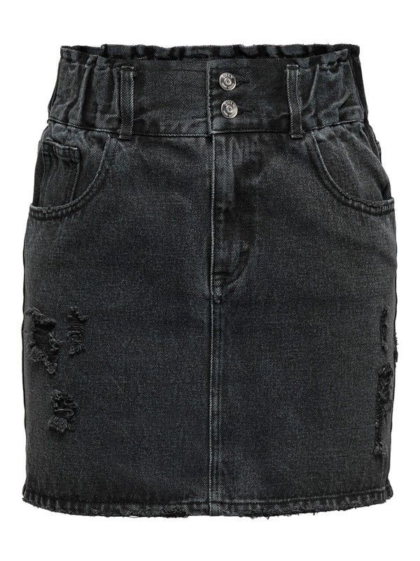Falda tejana corta HW con rotos Only Black