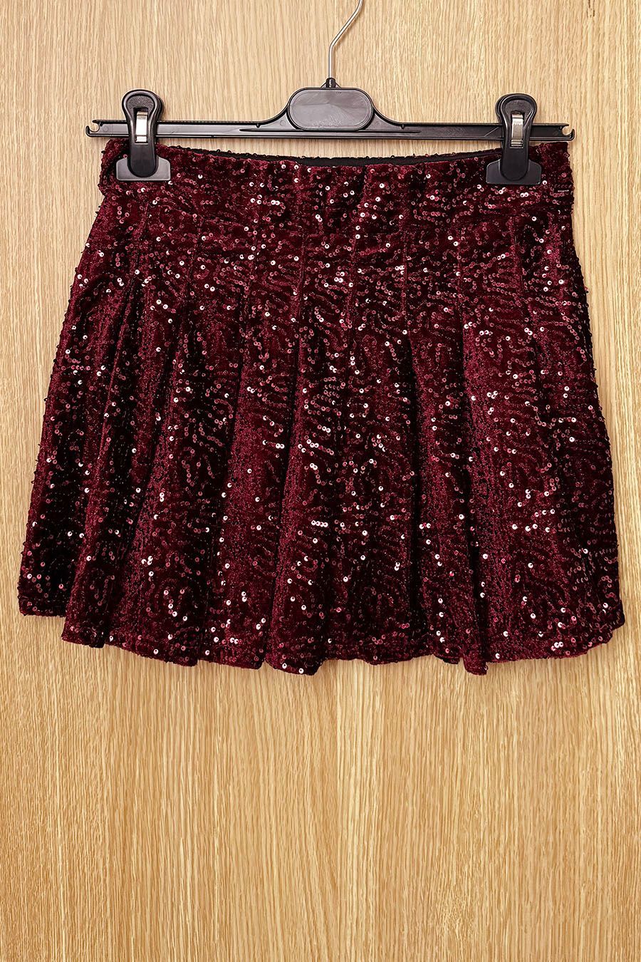 Falda vellut glitter burdeos
