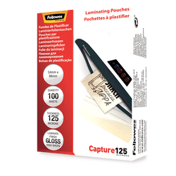 FELLOWES Pack 100 Fundas Plastificar 125 micras Brillo 54x86mm 5306302