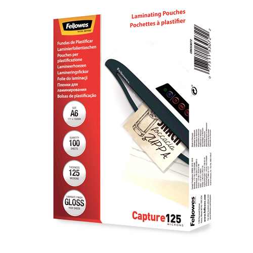 FELLOWES Pack 100 Fundas Plastificar 125 micras Brillo A6 5307201