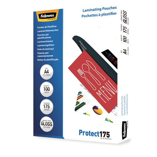 FELLOWES Pack 100 Fundas Plastificar 175 micras Brillo A4  5308703