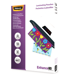 FELLOWES Pack 100 Fundas Plastificar 80 micras Mate A3 5452003