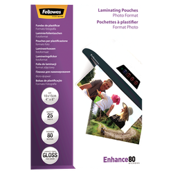 FELLOWES Pack 25 Fundas Plastificar 80 micras Foto 150x100mm 5440602