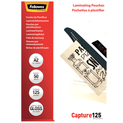 FELLOWES Pack 50 Fundas Plastificar 125 micras Brillo A2 5309302