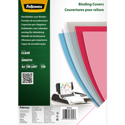 FELLOWES Pack de 100 portadas s PET transparente cristal A4 150 micras 5384501