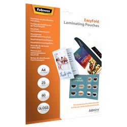 FELLOWES Pack de 25 Fundas de Plastificar Adhesivas EasyFold 80 micras A4 5601901