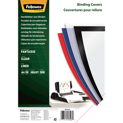 FELLOWES Pack de 50 portadas PP transparente 450 micras rayada 5350601