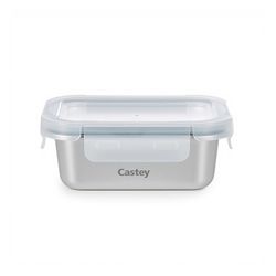 Fiambrera Acero Inox apto Microondas Hermético Castey Rectang 420 ml
