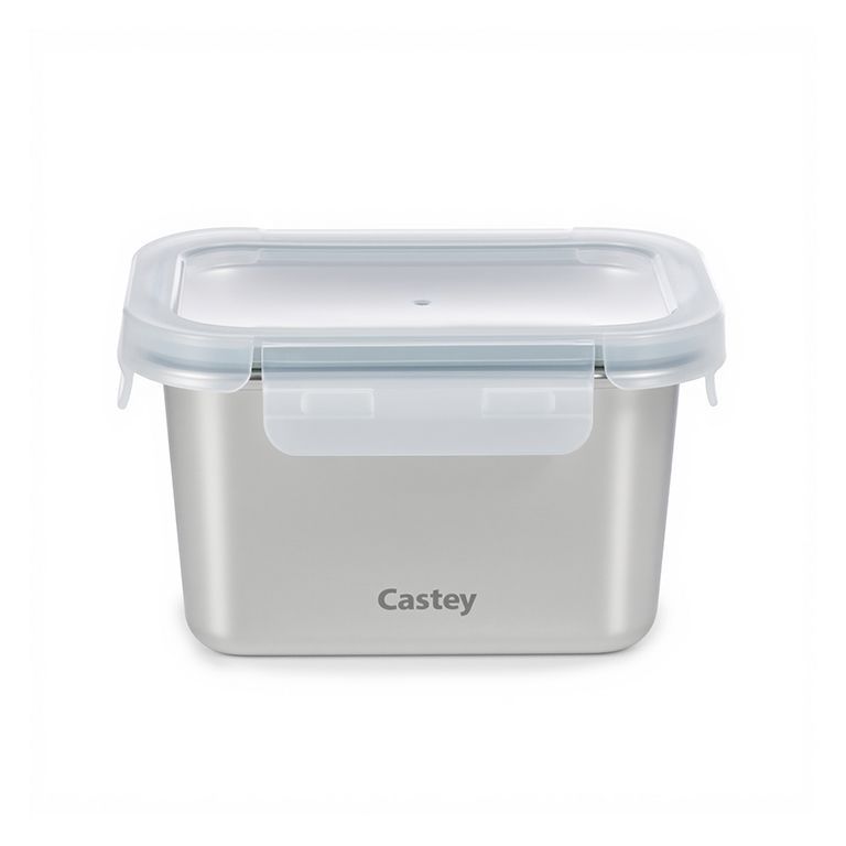 Fiambrera Acero Inox apto Microondas Hermético Castey Rectang 750 ml