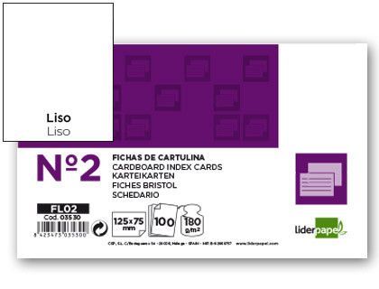 Ficha Liderpapel Lisa Nº2 75 X 125Mm Paquete de 100 180G
