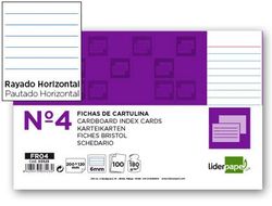 Ficha Liderpapel Rayada Nº4 125X200Mm Paquete de 100 180G