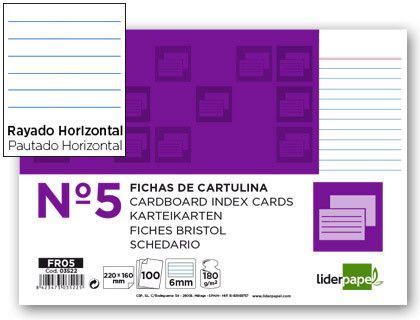 Ficha Liderpapel Rayada Nº5 160X220Mm Paquete de 100 180G