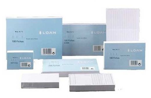 Fichas de cartulina. 5 tamaños y 2 formatos