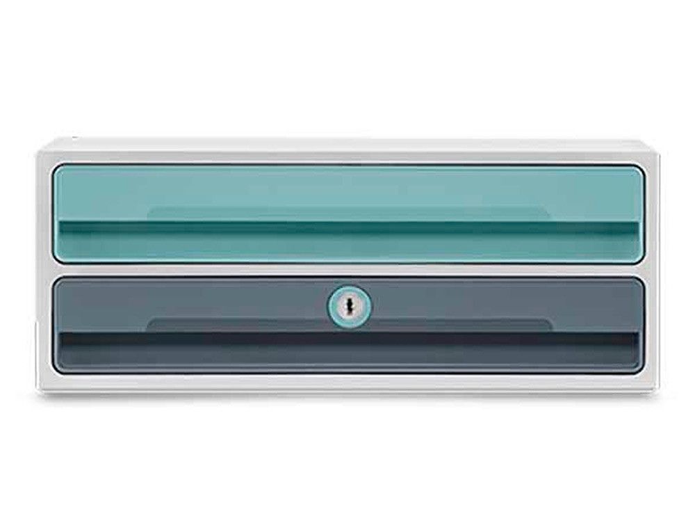 Fichero cajones de sobremesa cep moov up reciclado 80% con cerradura 2 cajones color azul/gris 275x369x146 mm