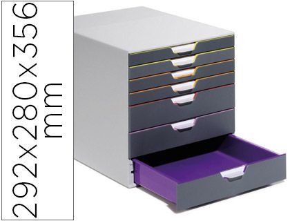 Fichero Cajones de Sobremesa Durable Varicolor Apilables 7 Cajones Plastico 292X280X356 Mm