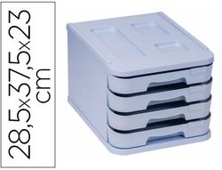 Fichero cajones de sobremesa faibo plastico 100% reciclable 4 cajones azul pastel 28,5x37,5x23 cm