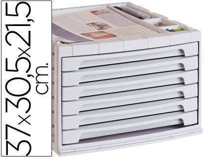 Fichero Cajones de Sobremesa Q-Connect 37X30,5X21,5 cm Bandeja Organizadora Superior 6 Cajones Gris Opaco
